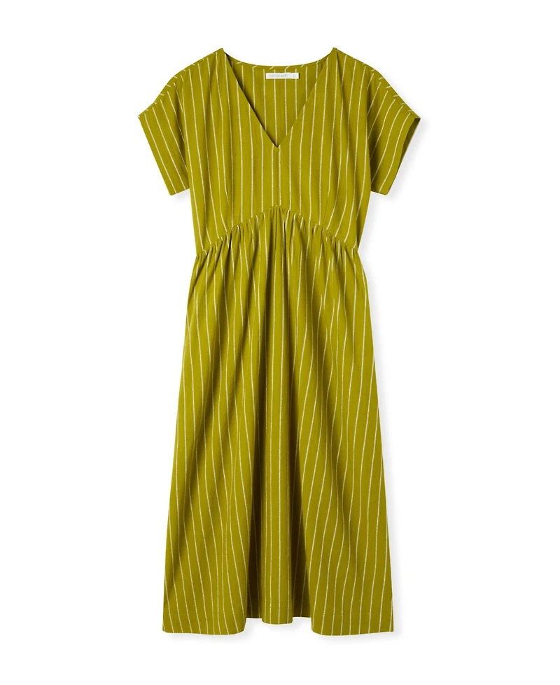 Celtic & Co. Women's V-Neck Gathered-Waist Striped Midi Dress