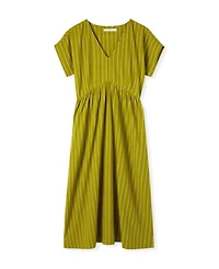 Celtic & Co. Women's V-Neck Gathered-Waist Striped Midi Dress