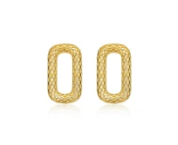 Rachel Glauber Radiant 14K Gold Plated Mesh Rectangular Loops Earrings