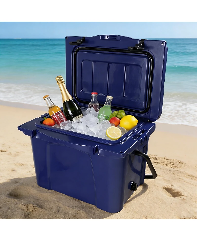 Clihome 25QT Portable Insulated Hard Cooler, 5-7 Day Ice Retention with Bottle Opener, Cup Holder and Ruler