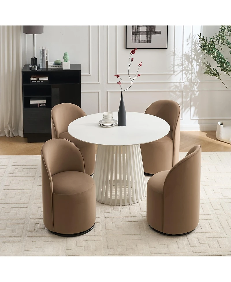 Clihome Modern Velvet Barrel Chair, 360degree(s) Swivel Armless Accent Chair Side