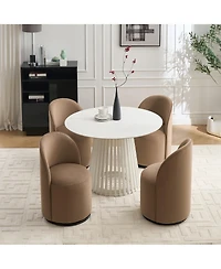 Clihome Modern Velvet Barrel Chair, 360degree(s) Swivel Armless Accent Chair Side