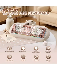 Lisen C68 Kitten Hot-Swappable Wireless Mechanical Keyboard with Milk V1 Switches, Compatible Windows and Mac
