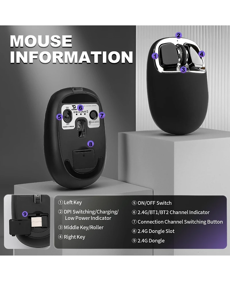 Lisen C1 Wireless Lightweight Mouse for Pc and Laptop