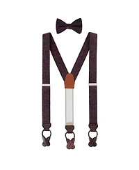 Trafalgar Men's Sobee Paisley Silk Brace and Bow Tie Set