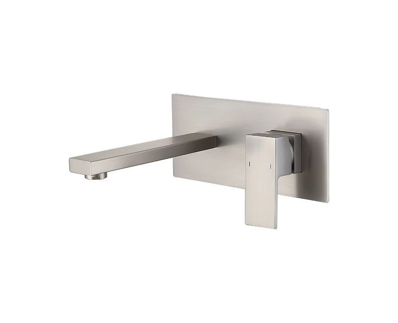Busdays Brushed Nickel Wall Mount Bathroom Faucet Single Handle 2 Hole with Brass Rough in Valve for Sink or Bathtub