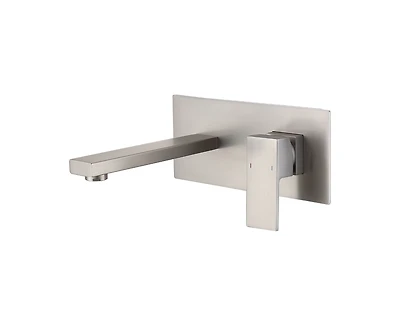 Busdays Brushed Nickel Wall Mount Bathroom Faucet Single Handle 2 Hole with Brass Rough in Valve for Sink or Bathtub