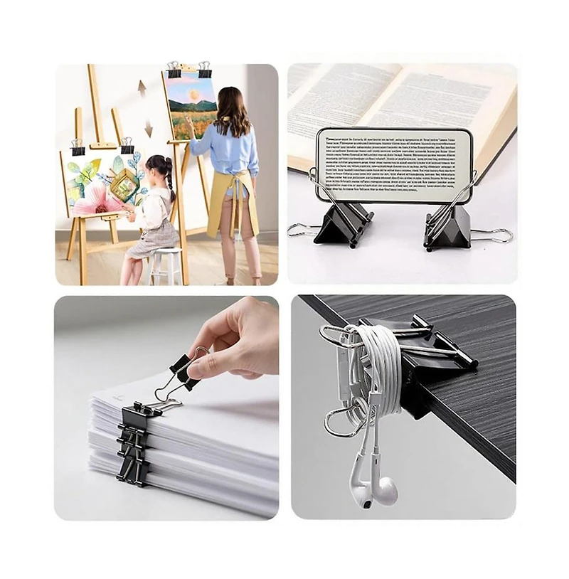 Danrong Assorted Sizes Binder Clips Coated Steel For Office Home School