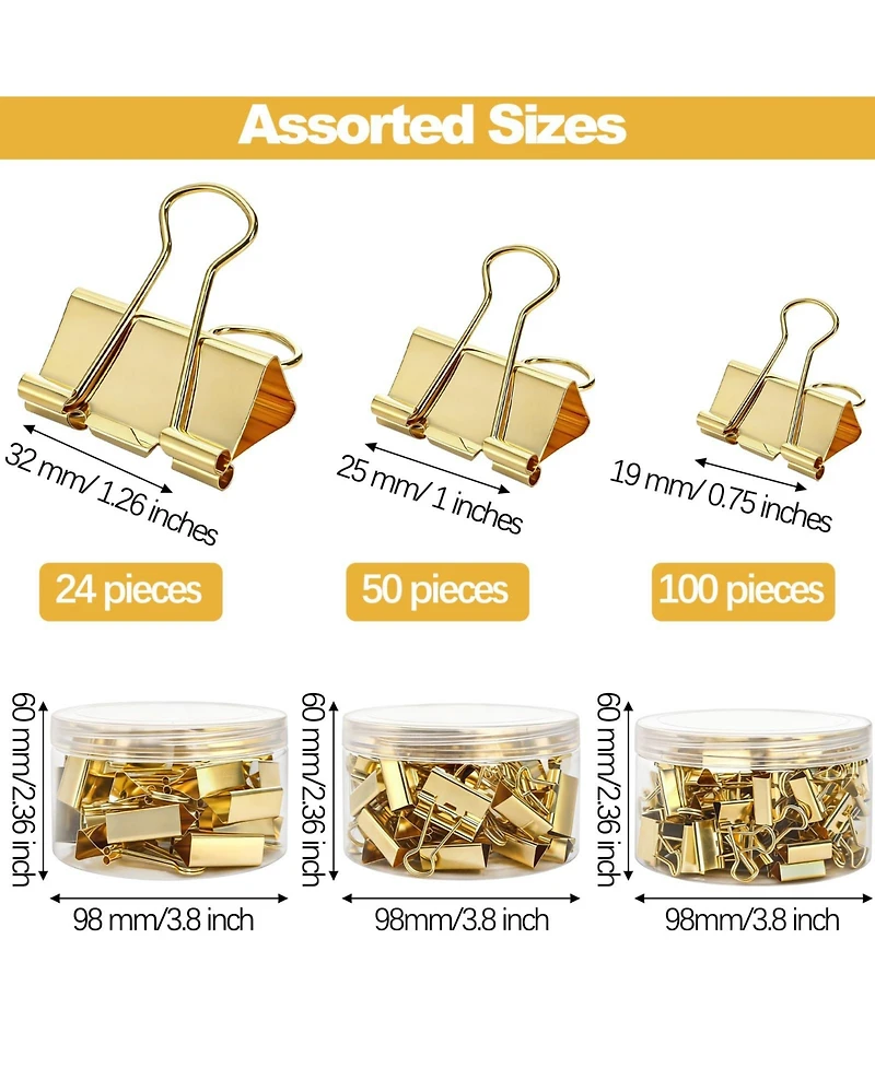 Danrong 174 Pack Metal Binder Clips 3 Sizes With Storage Boxes For Office School Home