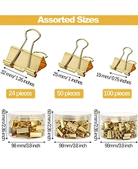 Danrong 174 Pack Metal Binder Clips 3 Sizes With Storage Boxes For Office School Home