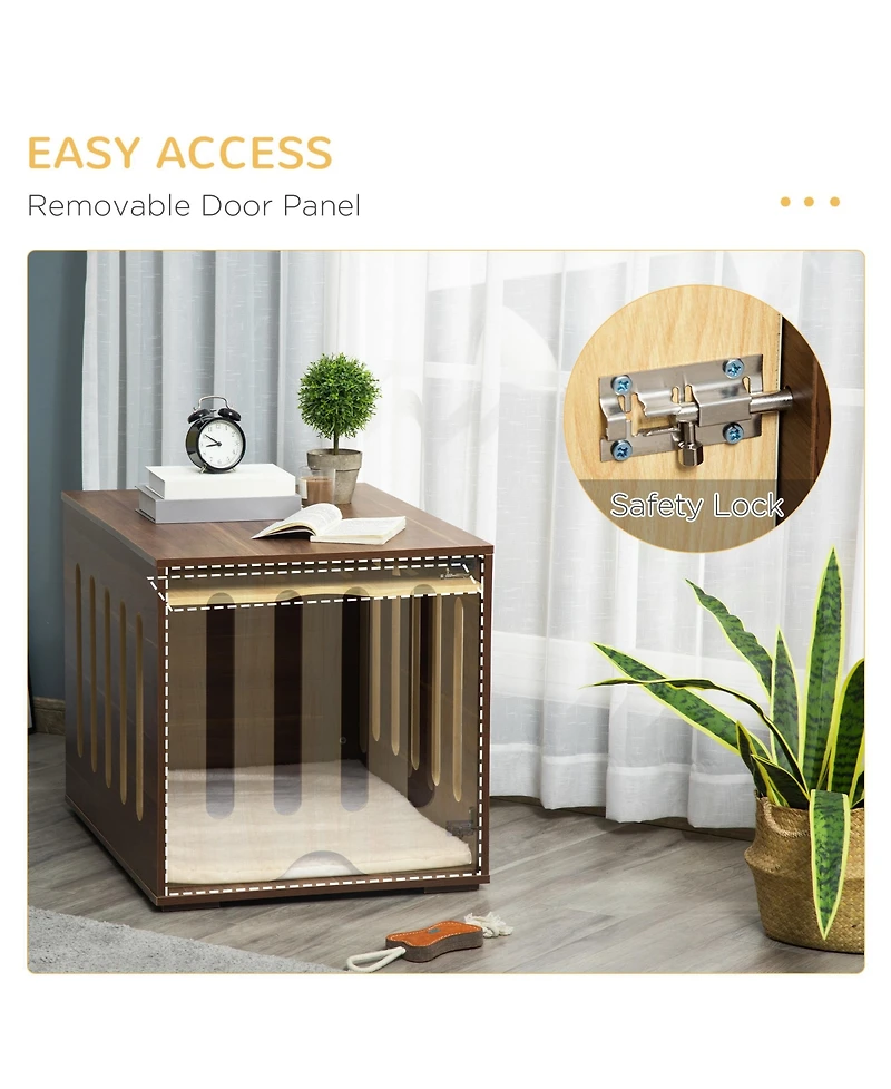 Ruie Furniture Style Dog Crate End Table with Cushioned Bed and Safety Lock