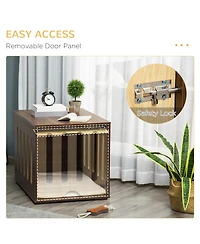 Ruie Furniture Style Dog Crate End Table with Cushioned Bed and Safety Lock