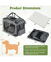 Ruie Collapsible Soft Dog Travel Crate with Mesh Windows and 3 Doors