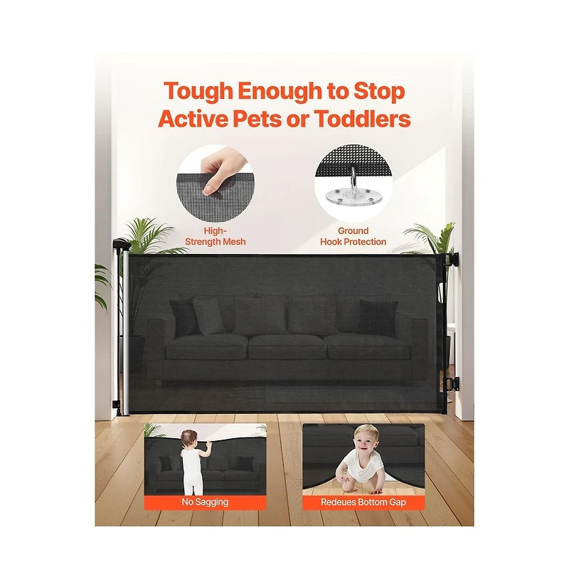 Ruie Retractable Mesh Pet Gate Extends to 72 in Wide and 31 in Tall