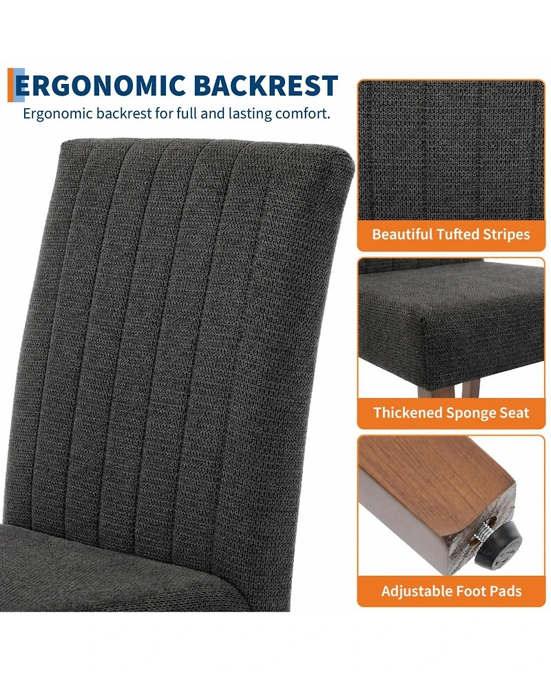 homfan Upholstered Dining Chairs Set of 6, Button Tufted Parsons with Wood Legs and Padded Seat, Modern Fabric