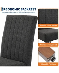 homfan Upholstered Dining Chairs Set of 6, Button Tufted Parsons with Wood Legs and Padded Seat, Modern Fabric