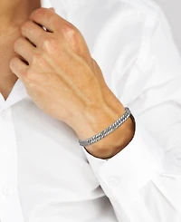 Macy's Men's Triple Bevel Curb Link Bracelet in Sterling Silver