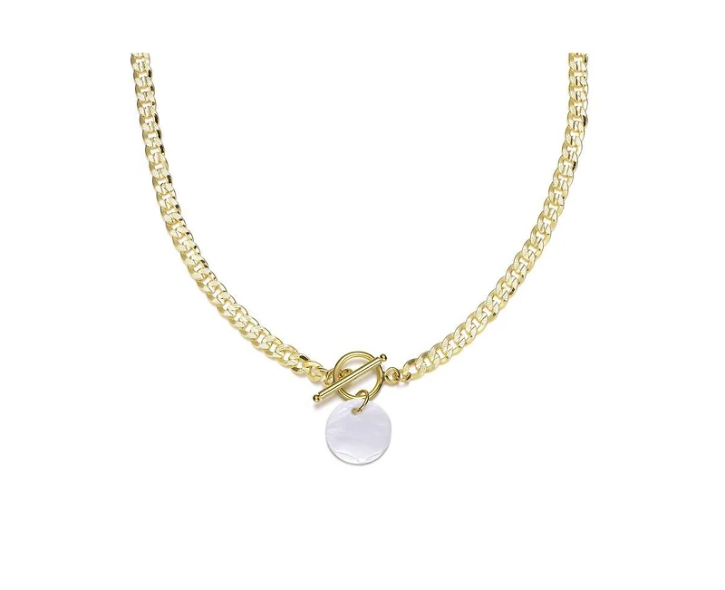 Rachel Glauber 14K Gold Plated Mother Of Pearl Toggle Chain Necklace