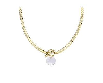 Rachel Glauber 14K Gold Plated Mother Of Pearl Toggle Chain Necklace