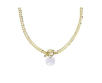 Rachel Glauber 14K Gold Plated Mother Of Pearl Toggle Chain Necklace