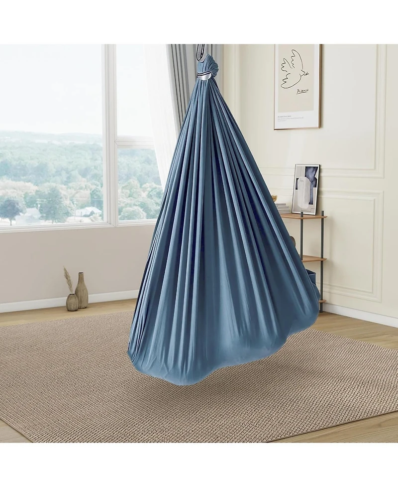 homfan Double-Layer Cotton Sensory Hammock Swing for Kids and Adults, 360degree(s) Swivel, Adjustable Height, Indoor and Outdoor