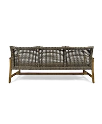 Mondawe Wood Wicker 3-Seater Outdoor Sofa – Wood Patio Couch