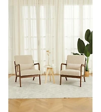 homfan Set of 2 Mid-Century Chenille Accent Chairs – Barrel Armchairs with Lumbar Pillow, Cozy Reading Chairs for Living Room and Office
