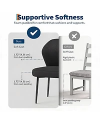 homfan Linen Dining Chairs Set of 4, Modern Fabric Upholstered Kitchen Side Chairs with Metal Pegs, For Living Room, Kitchen, Dining Room