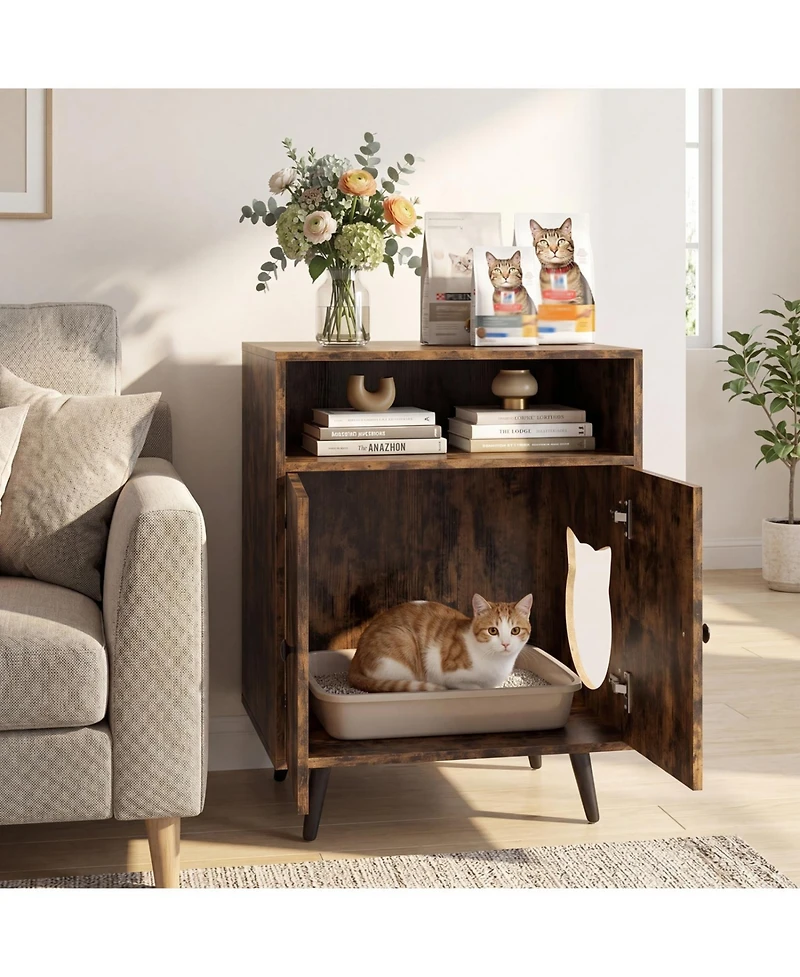 Ruie Industrial Cat Litter Box Enclosure with Open Storage Compartment