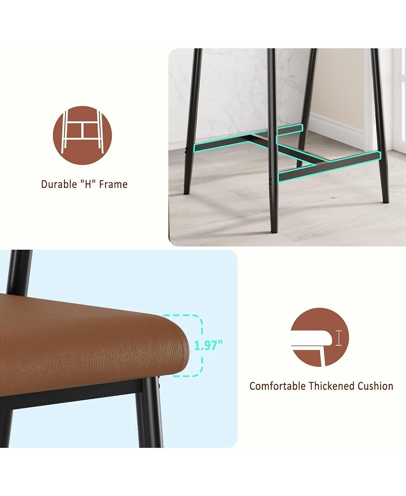 homfan Set of 4 Counter Height Bar Stools with Arms, Backrest and Footrest, 26" H, Metal Frame