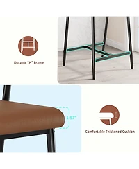 homfan Set of 4 Counter Height Bar Stools with Arms, Backrest and Footrest, 26" H, Metal Frame