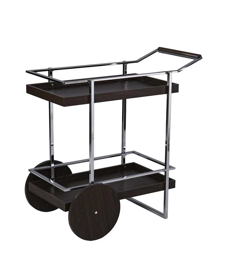 HomeRoots 34" Iron and Wood Rolling Bar Cart