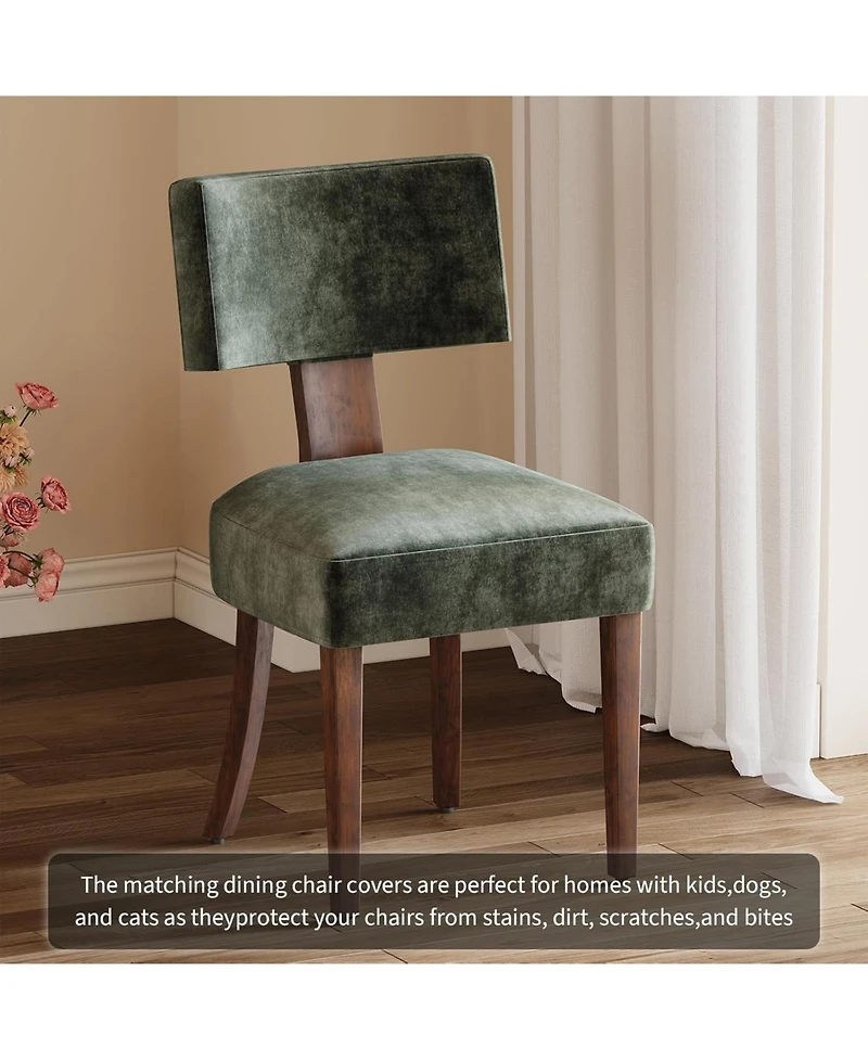 homfan Dining Chairs Set of 4, Mid Century Upholstered Chairs with Linen Fabric, Modern Armless Kitchen Chairs with Wood Legs