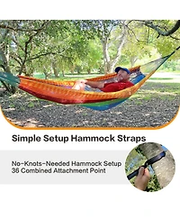 Piscifun Handwoven Mayan Double Hammock 10ft Tree Straps 550lbs Capacity Portable Outdoor Camping Beach with Carry Bag