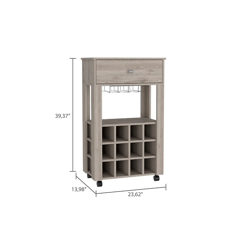 HomeRoots Rolling Bar Cart with Wine Storage