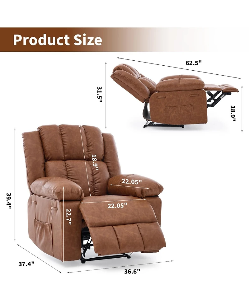 homfan Oversized Recliner Chair for Adult,150degree(s)Recliner Chairs Ergonomic Nursery Chairs, Extra Wide Manual Recliners,