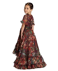 Mac Duggal Big Girls 6-14 High Neck Ruffle Hi Low Gown