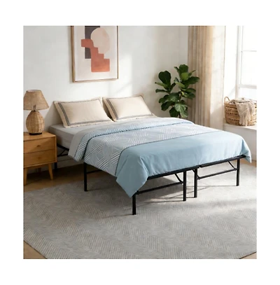 Lucky One Queen Size Steel Platform Bed Frame with Under-Bed Storage, Heavy Duty Metal Slats, Noise-Free, No Box Spring Needed