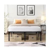 Lucky One King Size Heavy Duty Metal Bed Frame, Reinforced Steel Slats, Noise-Free, No Box Spring Needed, Under-Bed Storage