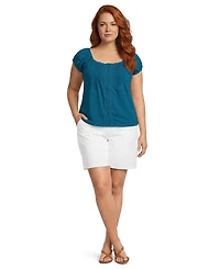 Lands' End Plus Sleeveless Lightweight Jersey Pintuck Button Front Blouse