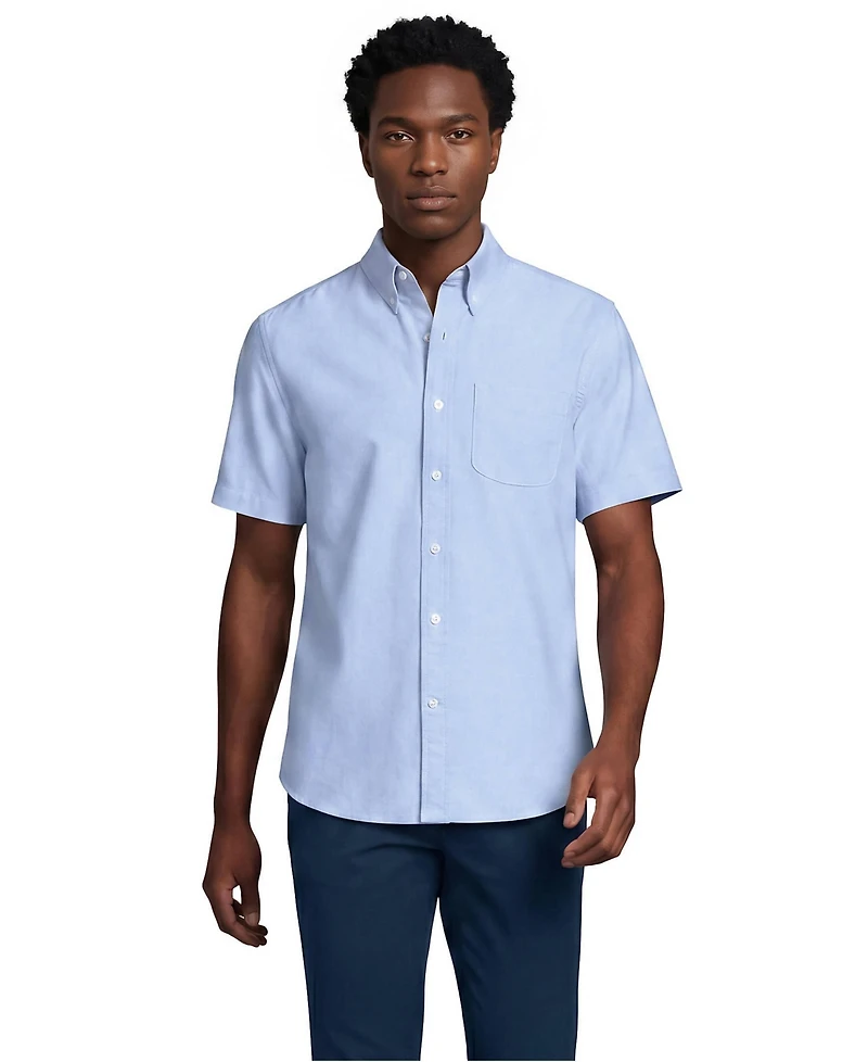 Lands' End Men's Short Sleeve Classic Fit Sail Rigger Oxford Shirt
