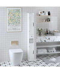 Busdays 67.51 Inch Tall Bathroom Storage Cabinet with Adjustable Shelves Slim 2 Doors Freestanding Anti Tip Open Compartments for Small Spaces