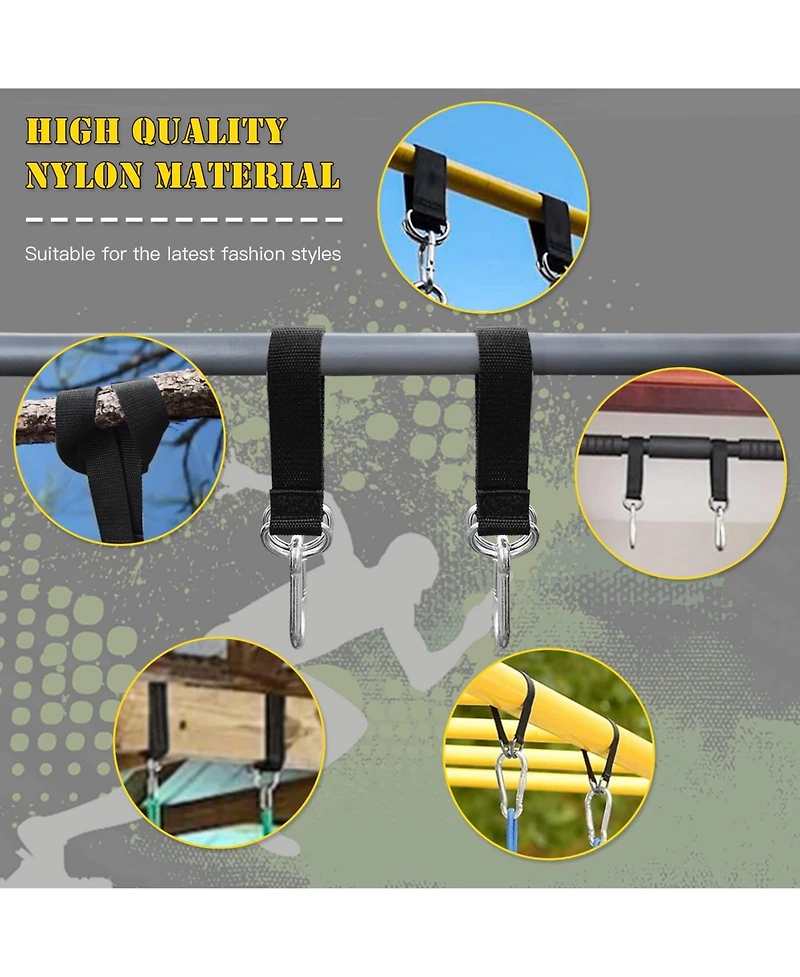 Piscifun 4 Short Straps Tree Swing Hanging Kit Heavy Duty Suspension For Hammock Fitness