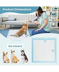 Gymax 30''x 30''(150 Counts) Dog Potty Training Pads Puppy Pads with Quick-Drying