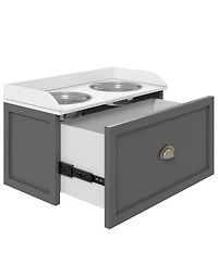 Ruie Elevated Dog Feeding Station with Storage Drawer and Two Raised Bowls for Large Dogs