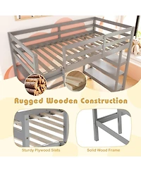 Gouun Twin Loft Bed with Integrated Desk and Bookshelves for Kids and Teens