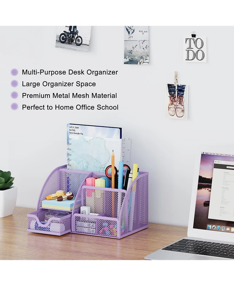 Danrong Mesh Desk Organizer 6 Compartments Pull Out Drawer Office School Dorm Storage