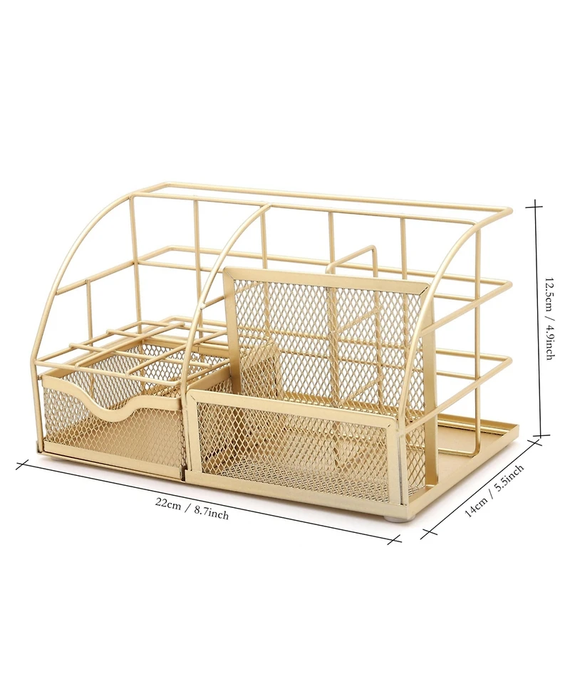 Danrong Mesh Metal Desk Organizer with Drawer Multi Compartment Storage