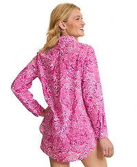 Tommy Bahama Women's Collared Neck Swim Cover-Up Shirt