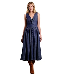 Avec Les Filles Women's Tencel Denim Vest Twofer Midi Dress